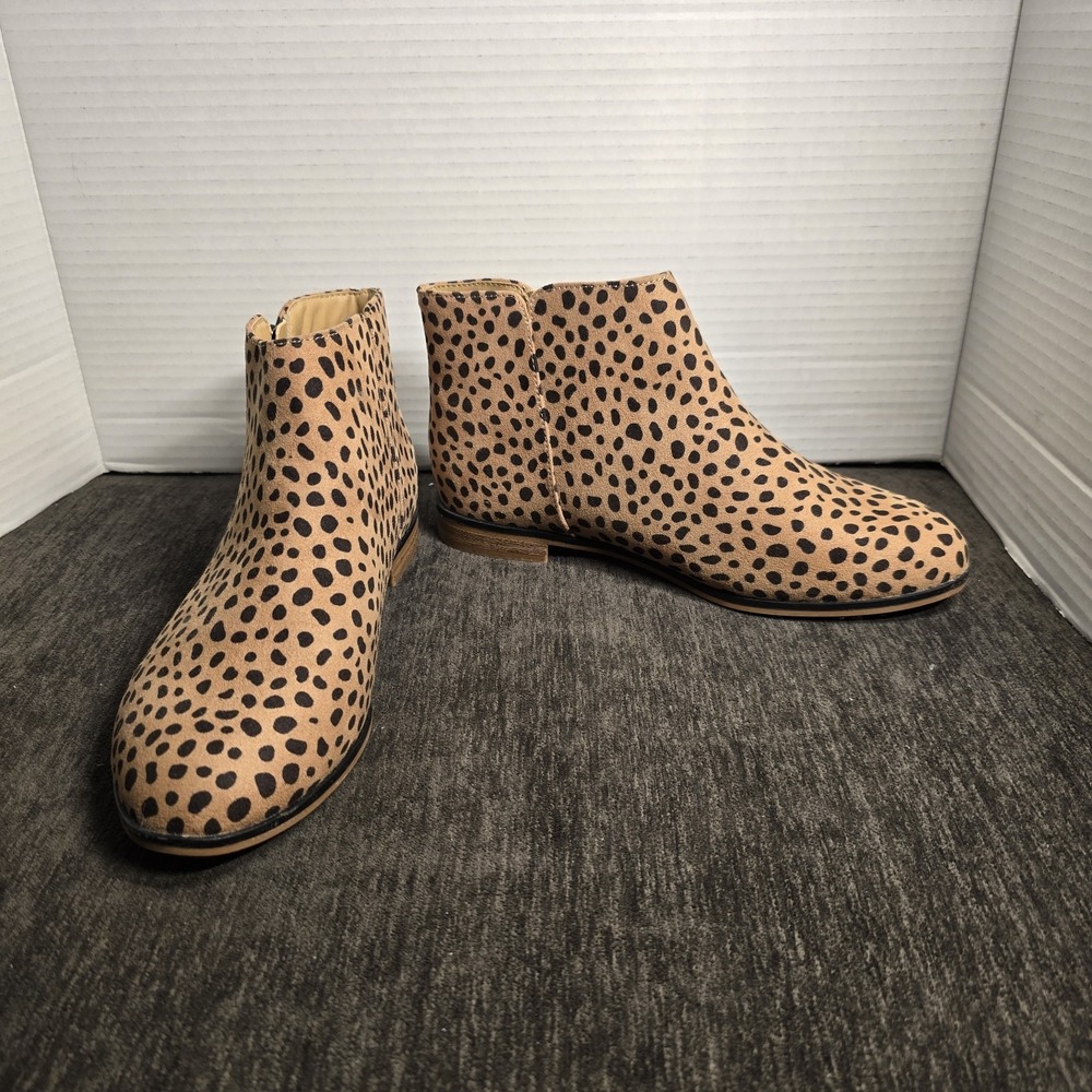 Girls' Opal Leopard Print Zipper Booties Brown - Cat & Jack - SIZE 4